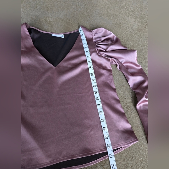 ASOS Mauve Satin Blouse with Puff Sleeves - Picture 3 of 7